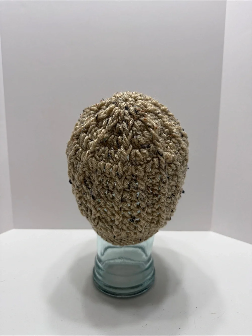 Speckled Beige Crochet Knit Beanie